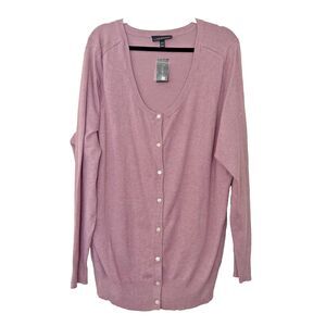 Lane Bryant Women's Plus 22/24 Long Sleeve Button Up Sweater Cardigan Lilac Purp